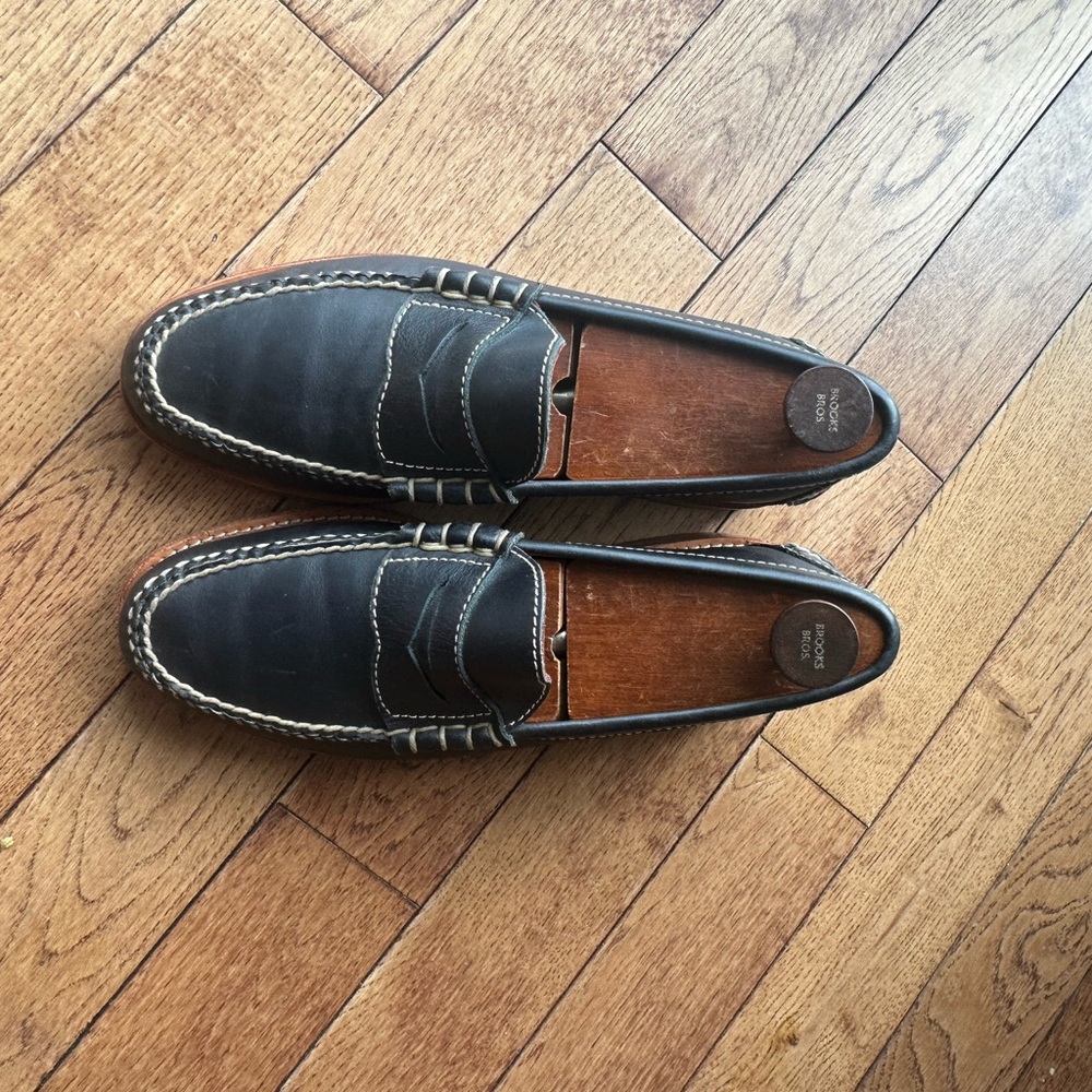Men's Navy Blue moccasin Leather Loafers